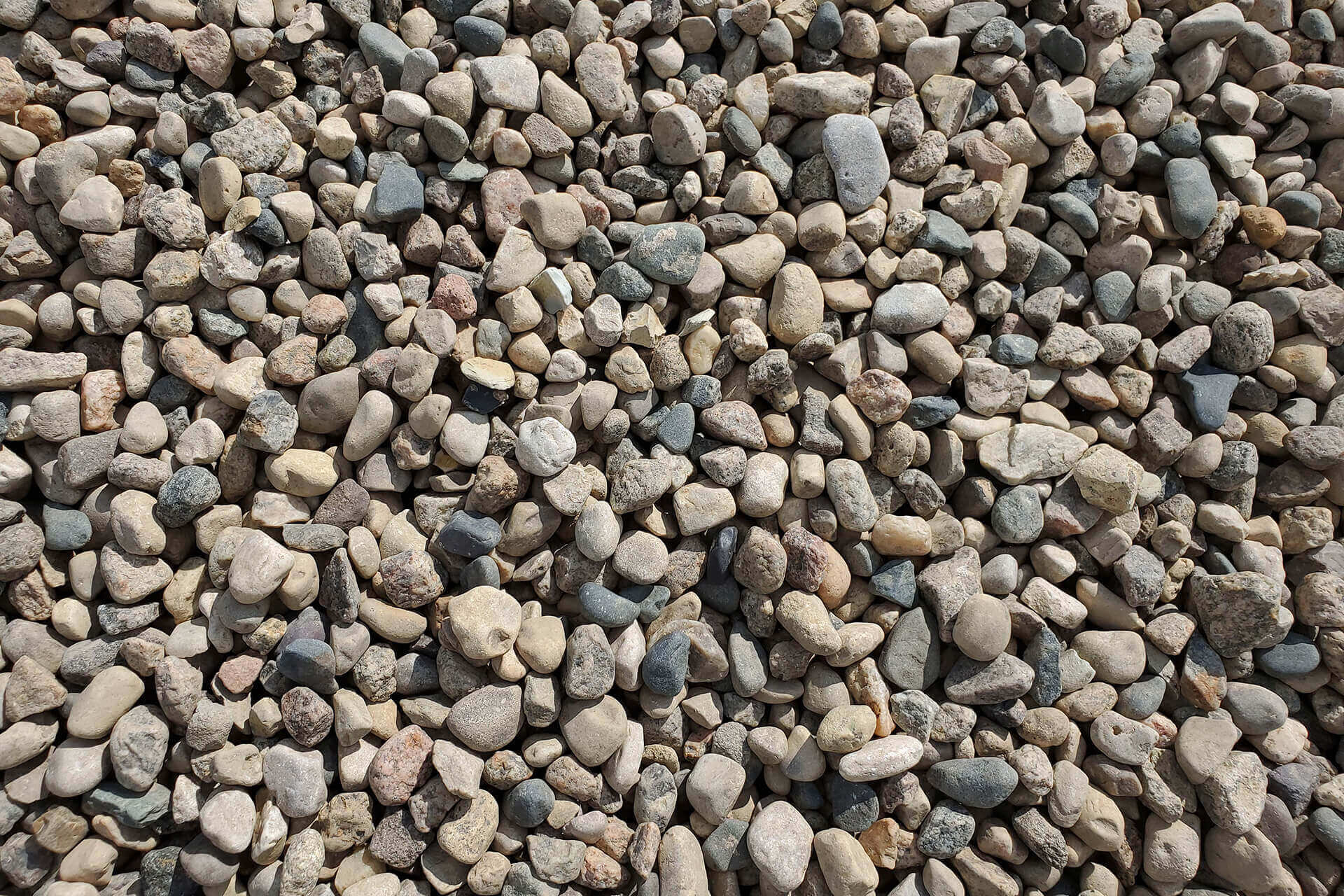 Close-up of washed round river pebbles